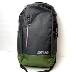 DoTerra Backpack Green, Gray, Pink Multiple Pockets 19" x 11" x 6"